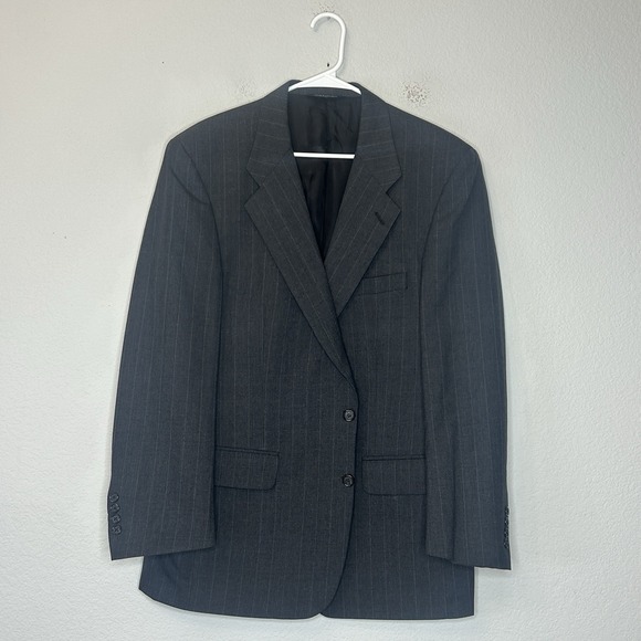 Blazer Other - Vintage Burberrys Patrick James Charcoal Pinstripe Wool Suit Jacket Blazer 42L